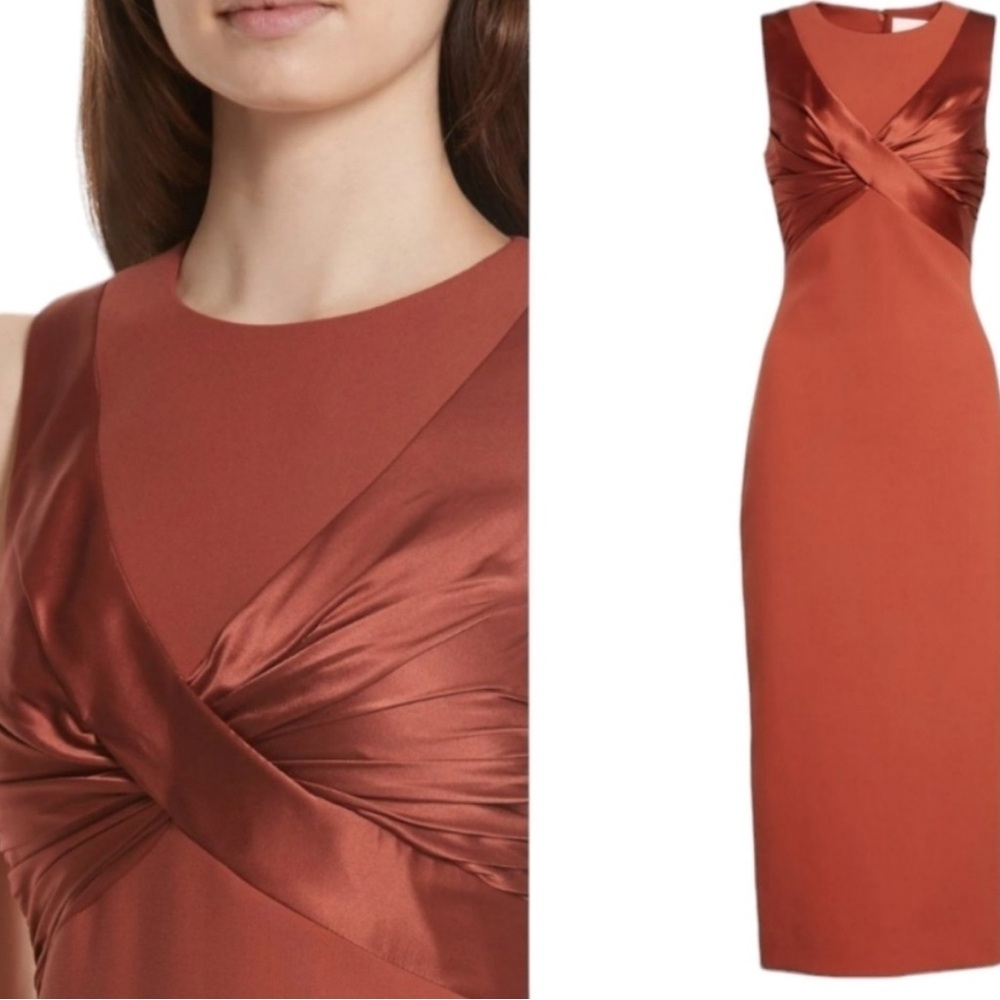 Cinq a Sept 5 a 7 Adelise Crossover Sleeveless Sheath Midi Dress Cocktail